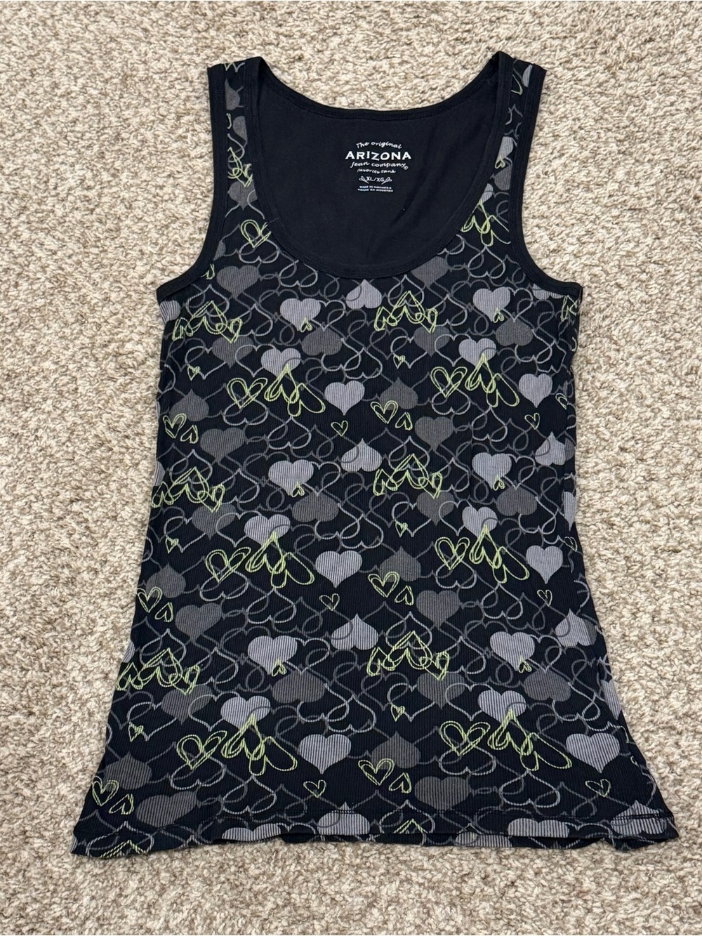Y2K mcbling emo scene punk rockstar green and black heart tank top - Picture 1 of 5
